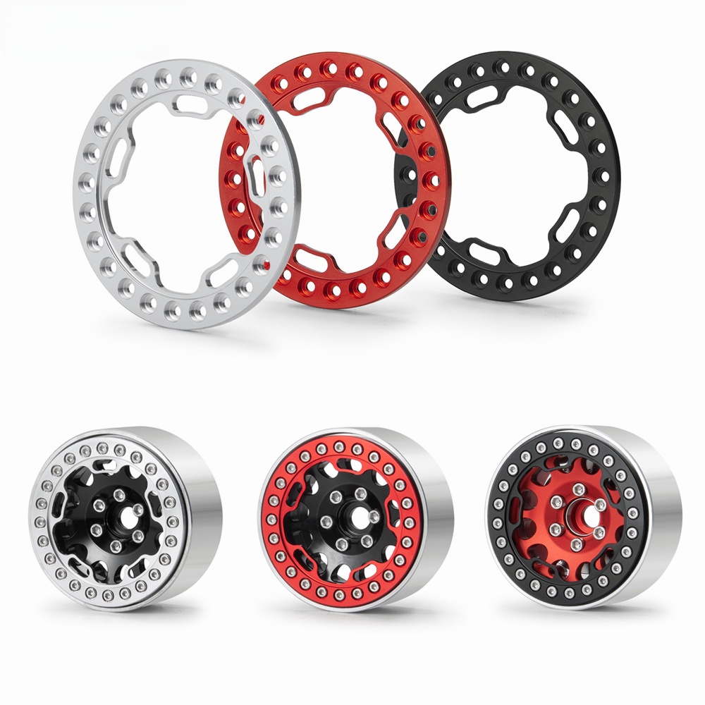 4pcs อลูมิเนียมล้อด้านนอก Beadlock แหวนสําหรับ 1/10 RC Crawler รถ Axial SCX10 90046 Traxxas TRX4 D90 1.9 "ล้อขอบ