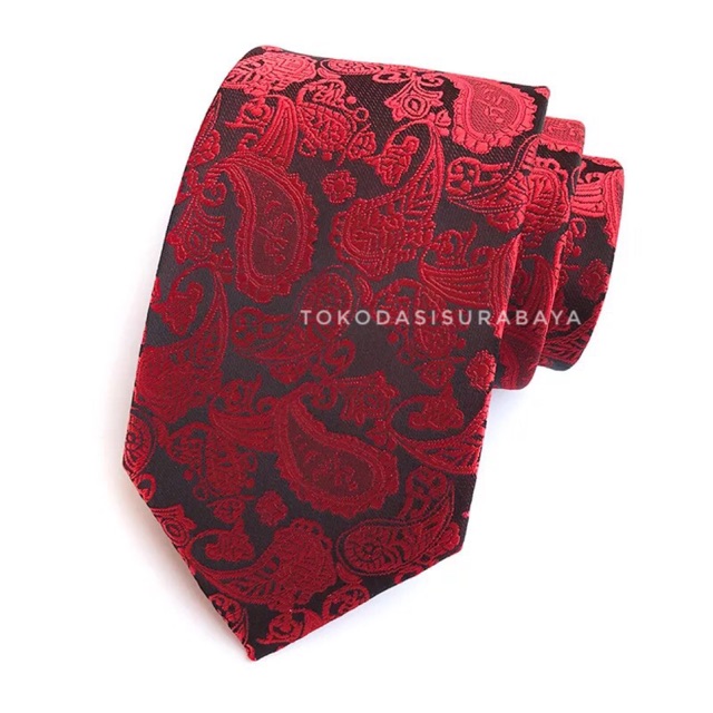 MERAH Long Tie Long Tie สีแดงมารูน ผ้าบาติก pasley พร้อม