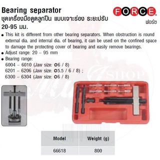 FORCE ชุดเครื่องมือดูดลูกปืน แบบเจาะร่อง ระยะปรับ 20-95 มม. Bearing separator Model 66618