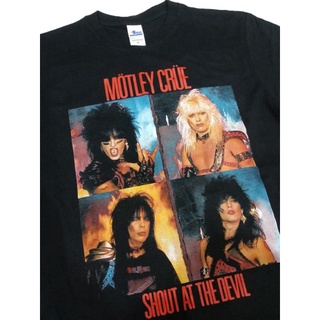 เสื้อยืด พิมพ์ลายวงร็อค motley SHOUT AT THE DEVIL สไตล์วินเทจ พรีเมี่ยม สีดําS-5XL