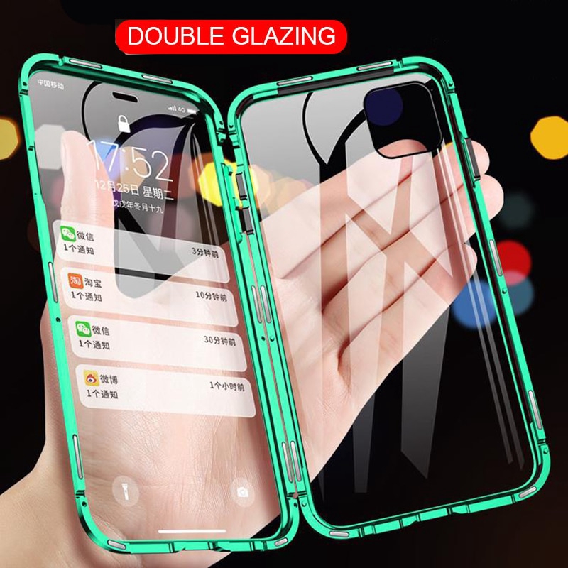 360 Full Protection Double Sided Glass Magnetic Adsorption Metal Case Iphone 11 Pro Max X Xr Xs 2627