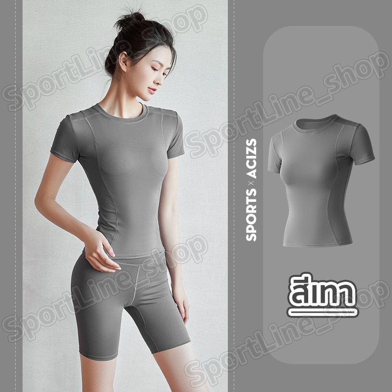 เสื้อยืดออกกำลังกายใส่วิ่ง ใส่ออกกำลังกาย เสื้อแขนสั้น เสื้อยืดลำลอง ผ้านิ่มระบายอากาศได้ดี ทรงรัดรูปใส่แล้วเข้ารูปสวย รูปที่ 6
