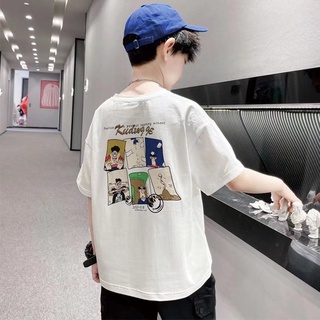 เสื้อยืดแขนสั้น พิมพ์ลายการ์ตูน แฟชั่นฤดูร้อน สไตล์ตะวันตก สําหรับเด็กผู้ชาย