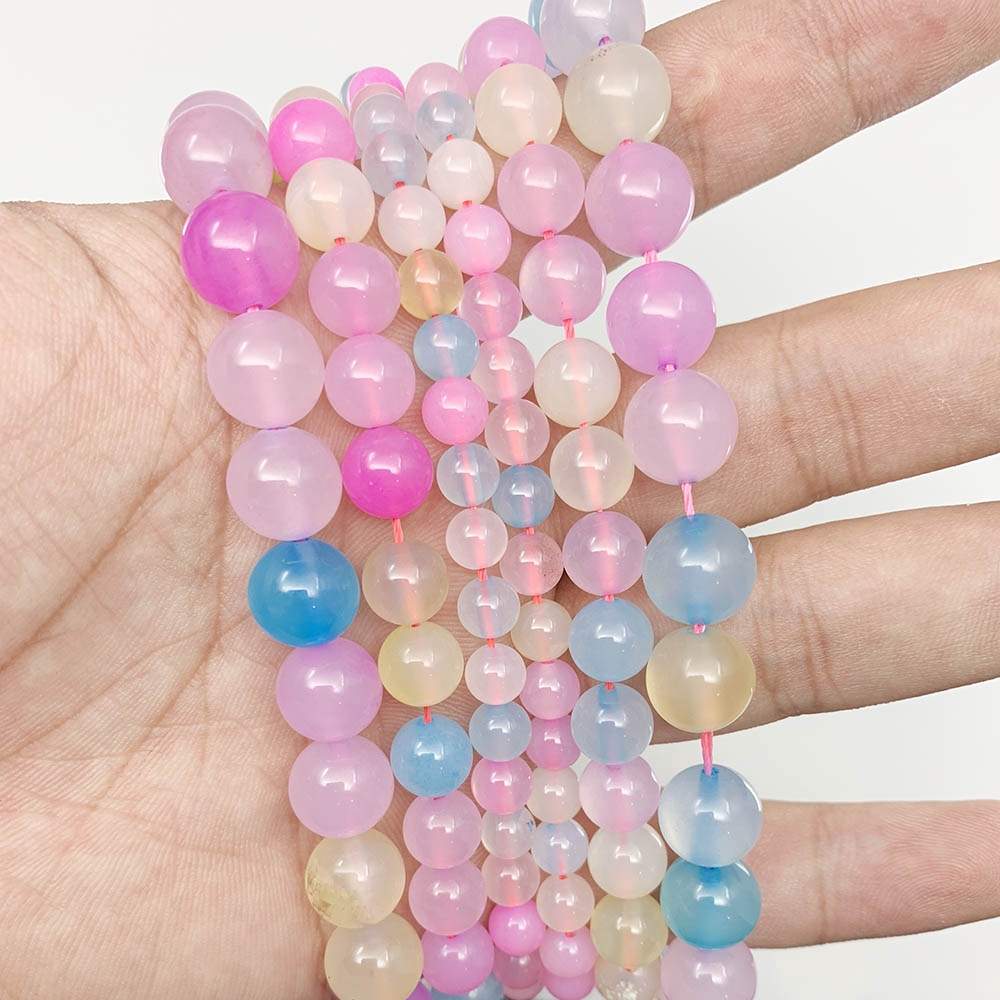 ลูกปัดหินธรรมชาติ 6 8 10 มม . สําหรับทําเครื่องประดับ Diy