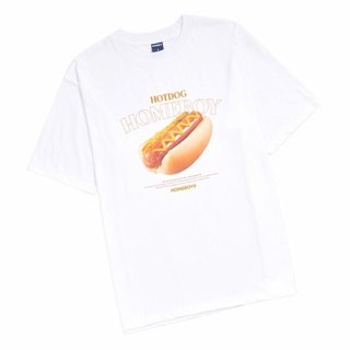 เสื้อยืดสีขาวHOMEBOY เสื้อยืดผู้ชายลาย HOTDOG