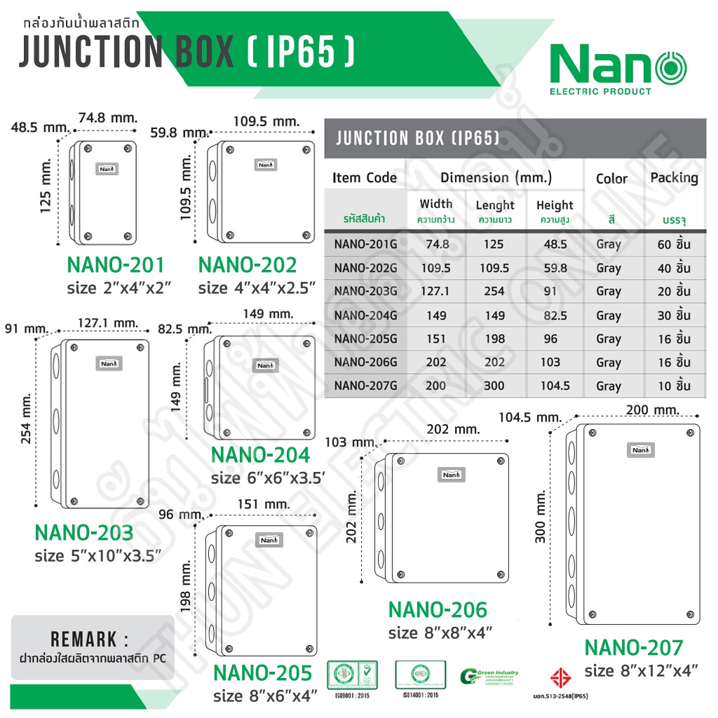 Nano  NANO-201G กล่องกันน้ำ 2x4