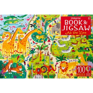 จิ๊กซอว์ 100 ชิ้น BOOK &amp; JIGSAW: AT THE ZOO หนังสือภาษาอังกฤษ New English Book