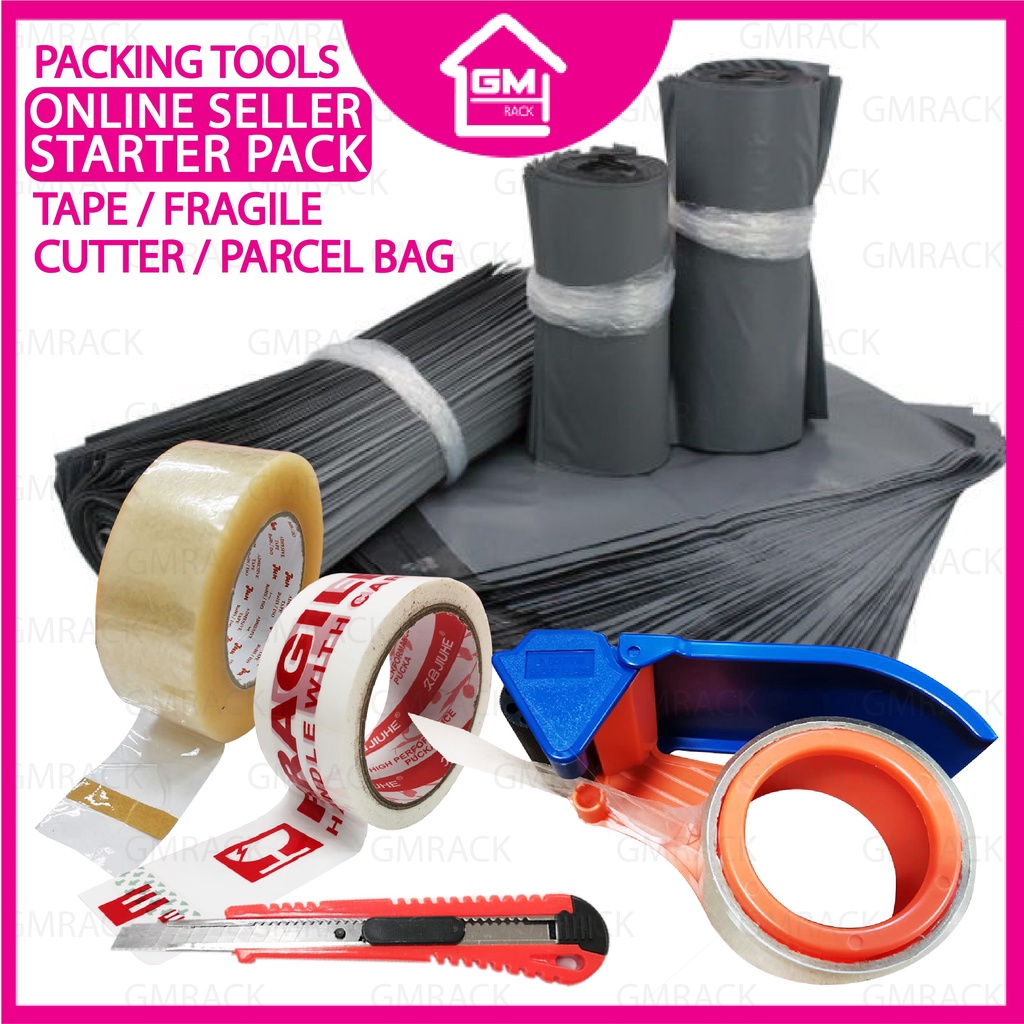 [GMTRACK] PACKING TOOLS TAPE FRAGILE CUTTER ONLINE SELLER STARTER PACK COURIER BAG FLYER PARCEL BAG 