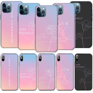 เคสโทรศัพท์มือถือ แบบใส ลาย BTS Love yourself สําหรับ Apple iPhone 11 Pro XS Max XR X 8 7 6s 6 Plus C24