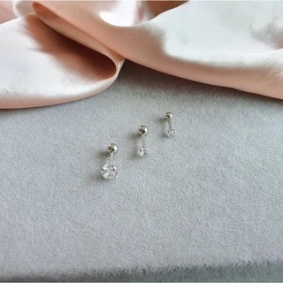 (1ข้าง)จิวกลม จิวเพชร ต่างหูสแตนเลสแบบเกลียวหมุน1.2mm จิวแฟชั่น จิวเกาหลี จิวหูเพชร จิวน่ารัก