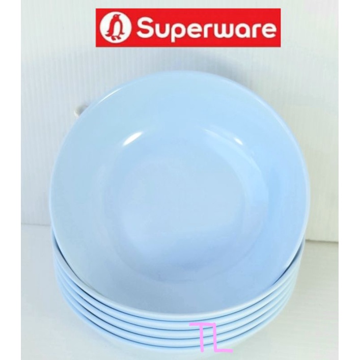 ซุปเปอร์แวร์ชาม6"=6ชิ้น (ชามขนมหวาน)สีฟ้ากลม ซุปเปอร์แวร์เกรดA
