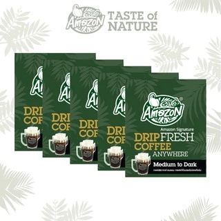 Café Amazon คาเฟ่ อเมซอน Drip Coffee กาแฟดริป (Signature) 1 กล่อง 1 กล่อง บรรจุ 5 ซอง (9g./ซอง)