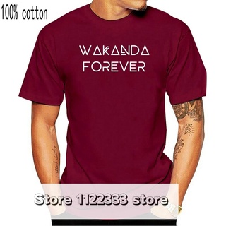 [S-5XL]เสื้อยืดแขนสั้น ผ้าฝ้าย พิมพ์ลายกราฟฟิค WAKANDA FOREVER ขนาดใหญ่ สําหรับผู้ชาย