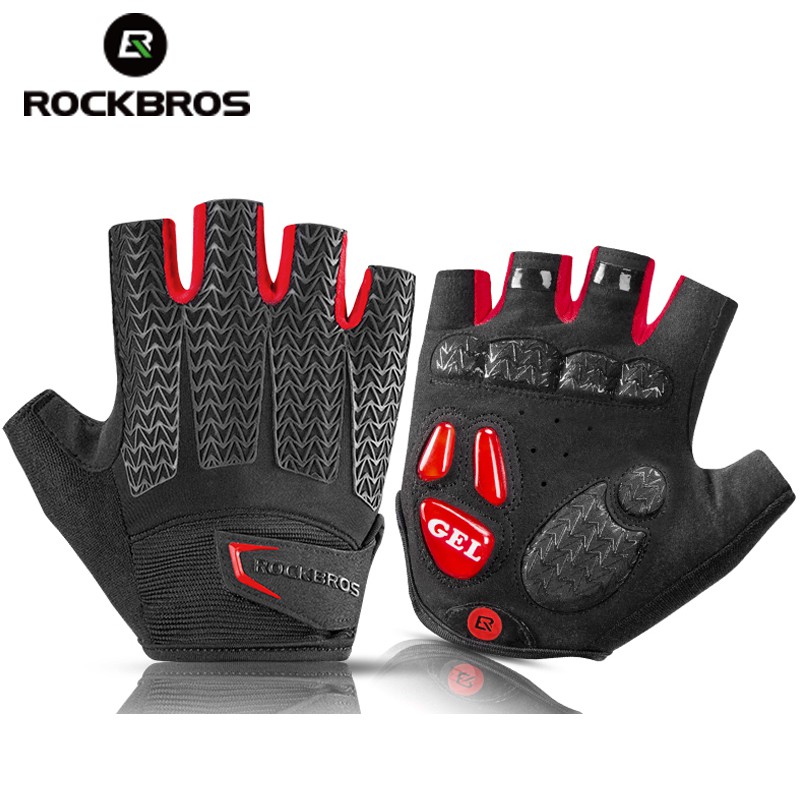 【TH Delivery】ROCKBROS ถุงมือขี่จักรยาน แบบครึ่งนิ้ว ผู้ชาย ผู้หญิง กันลื่น ระบายอากาศ เบาะเจล ถุงมือมอเตอร์ไซค์ ถุงมือจักรยาน