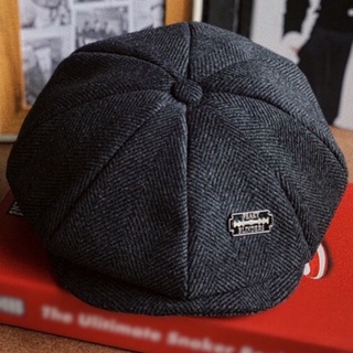 Newsboy Herringbone Hat 57-59 CM ก้างปลาสีเทาสลับดำ Peaky Blinders)