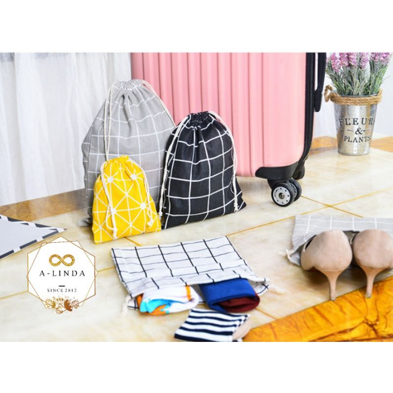 ล็อตใหม่ ถุงผ้า ถุงผ้าหูรูด ลดโลกร้อน ของชำร่วย ลายน่ารักๆ **ซื้อครบ250บ.แถมฟรีชุดกล่องช้อนซ่อมECO**