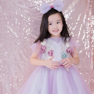 เดรสเด็กใส่ออกงานสีม่วงพาสเทลLittle Coogie