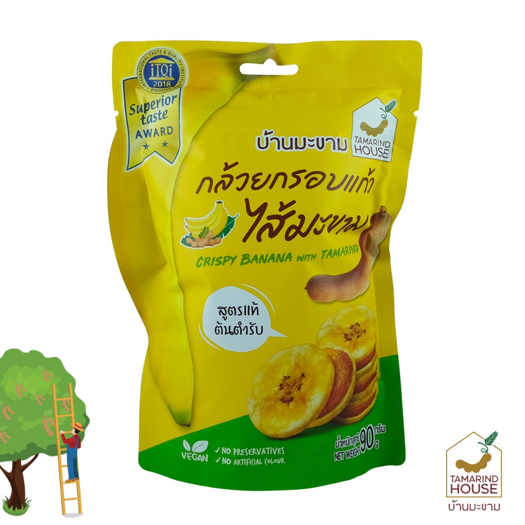 บ้านมะขาม - กล้วยกรอบแก้วไส้มะขาม 90 กรัม กล้วยเบรคแตก