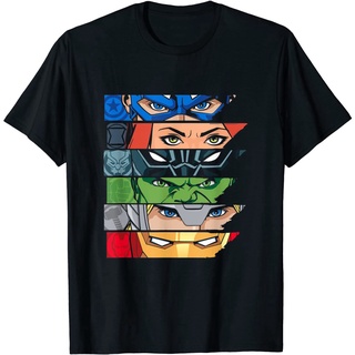 เสื้อยืดลำลอง Marvel Avengers Super Hero Eyes Black T-Shirt Mens Marvel Avengers