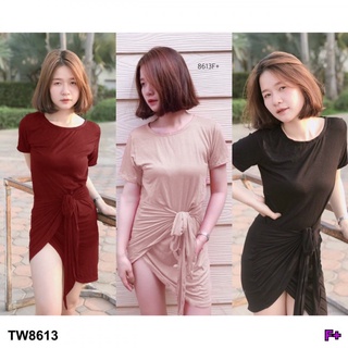 👗Pfashion [ส่งไว!!🚛] P8613  เดรสผูกป้ายหน้า   front tie dress