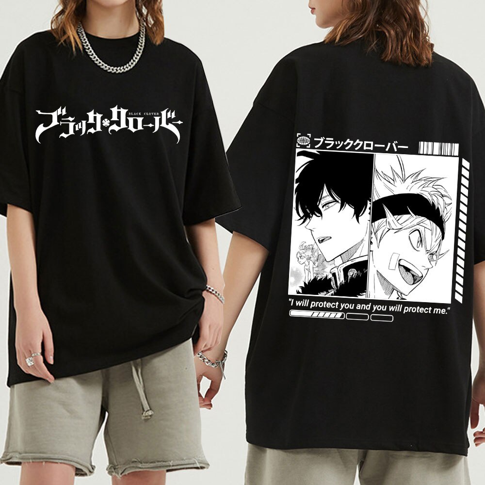 T-shirt  เสื้อยืดแขนสั้นลําลอง พิมพ์ลายการ์ตูนอนิเมะ Asta Yuno Black Clover แนวสตรีท ตลก แฟชั่นฤดูร้อน สไตล์ญี่ปุ่น สําห