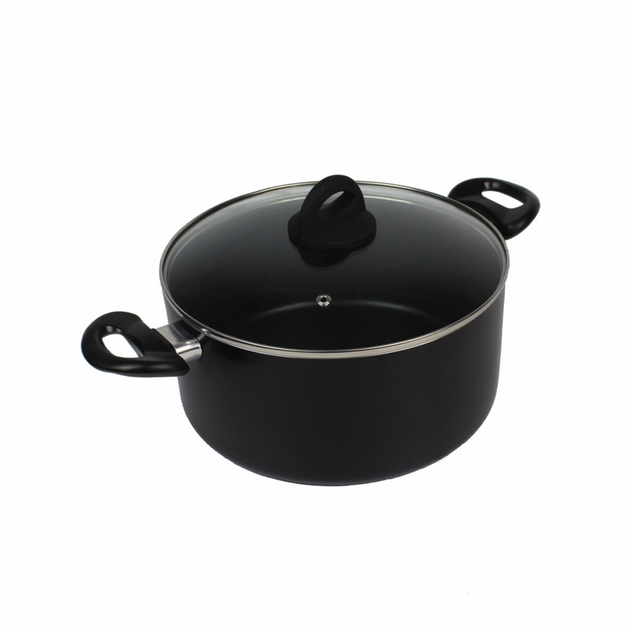 GlobalHouse KOCH KITCHEN หม้อต้มพร้อมฝา NON-STICK 26 ซม. GENKI-SUPOT26 สีดำ สินค้าของแท้คุณภาพดี