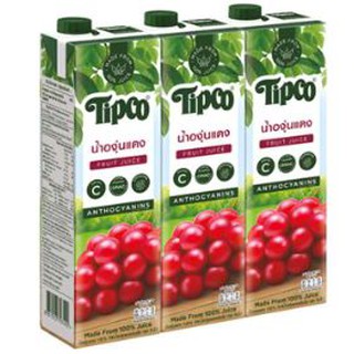 ทิปโก้ น้ำองุ่นแดง100% ขนาด 1000ml ยกแพ็ค 3กล่อง 1ลิตร 1L TIPCO RED GRAPE JUICE