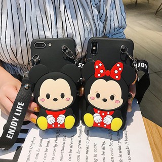 เคสนิ่ม ลายมิกกี้เมาส์ พร้อมกระเป๋าสตางค์ และสายคล้อง สําหรับ Samsung Galaxy A12 A52 A32 S10 S21 Plus Ultra A13 A53 A10 A20 A30 A50 A70