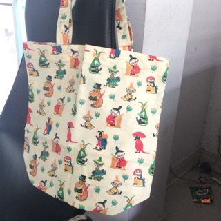 Sale พร้อมส่ง กระเป๋าผ้า #mooninstationary  Moomin Tote Bag 50s Pattern Waxed Cotton ของแท้