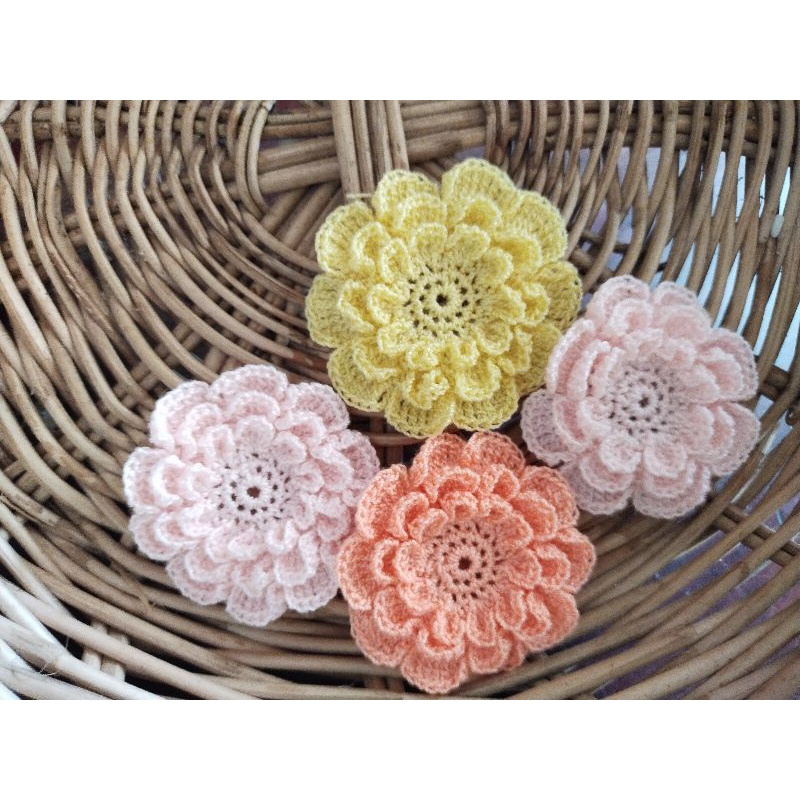 ดอกไม้โครเชต์ไหมซัมเมอร์เส้นเล็ก มีหลายสีเลือกได้ งานถักโครเชต์/ดอกไม้สำหรับตกแต่ง ดอกไม้ปลอม