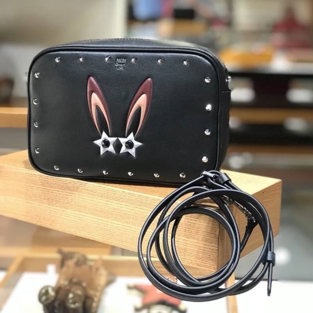 MCM Star Eyed Bunny Crossbody Bag In Black