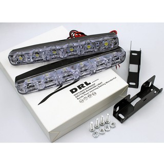 ไฟเดย์ไลท์ ไฟเดย์ไลท์โคมแก้ว LED DRL daytime running light ชุดคู่ (2ตัว) 6 จุด ตัวตรงเล็ก ราคาถูก!!