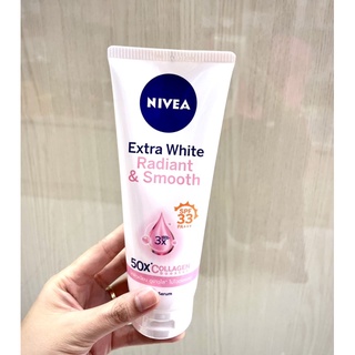 NiveaExtraWhiteRadiant&amp;SmoothSerum Spf33pa++นีเวียเซรั่มบำรุงผิวกายพร้อมคลอลาเจนและกันแดดขนาด180มล