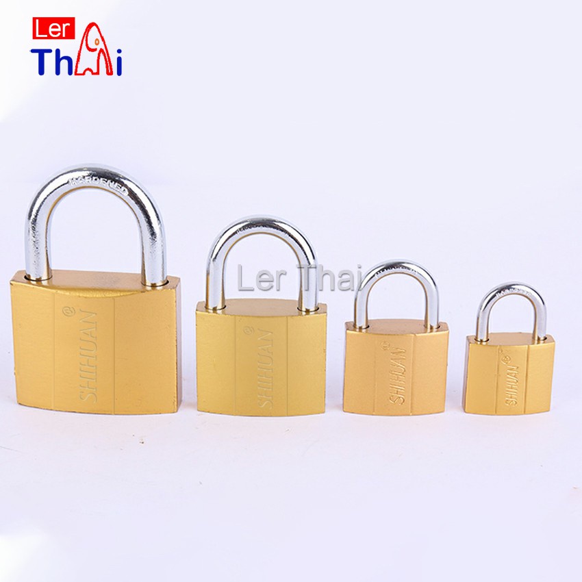 LerThai กุญแจล็อค มินิ แม่กุญแจทองแดงเทียม ใช้สำหรับล็อกประตู ตู้  Key lock