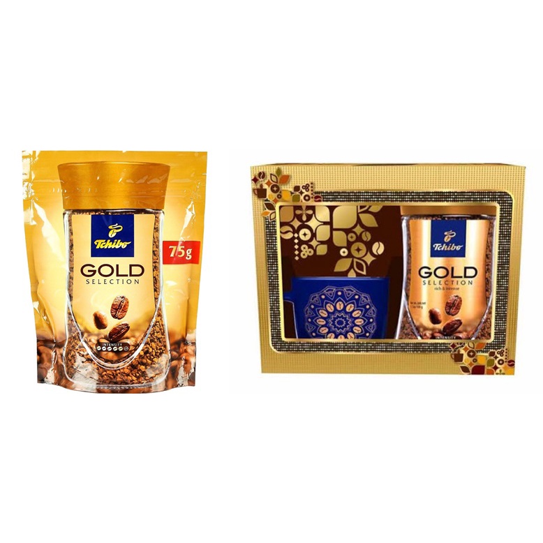 Tchibo GOLD Selection Instant Coffee 75g- Limited200g.พร้อมแก้วทชิโบ  ทชิโบ โกลด์ ซีเล็คชั่น กาแฟสำเ