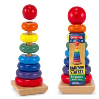 ของเล่นไม้ บล๊อคไม้ Rainbow Tower เจดีย์สวมหลัก 7 ชั้น / 6 ชั้น