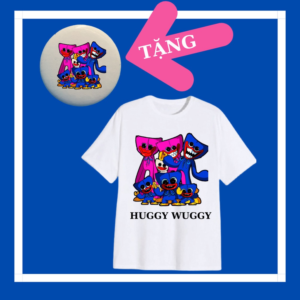 เสื้อยืด Huggy Wuggy น่ารักสําหรับเด็กชายและเด็กหญิง ยางยืดไทยยืด 4 ทิศทาง - ป้าย Huggy Wuggy