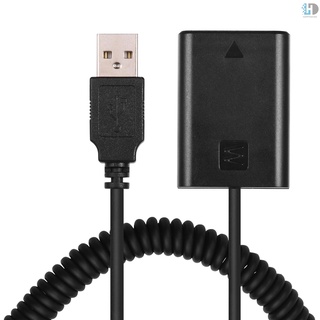 Andoer อะแดปเตอร์แบตเตอรี่ดัมมี่ 5V USB NP-FW50 พร้อมสายเคเบิลสปริง แบบยืดหยุ่น สําหรับกล้อง Sony A7 A7II A7R A7S A7RII A7SII A6000 A5000 A3000 NEX5 NEX3 ILDC