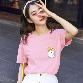 เสื้อเชิ้ตสไตล์เกาหลีสําหรับผู้หญิงเสื้อยืดลายแฟชั่นเกาหลี Uu;