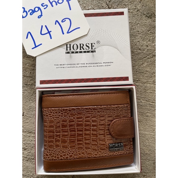 กระเป๋าสตางค์ HORSE หนังแท้ พร้อมส่ง พร้อมกล่อง *กระดุมต่อสี*