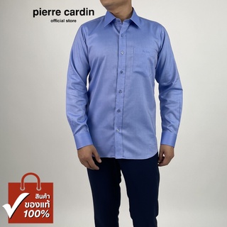 Pierre Cardin เสื้อเชิ้ตแขนยาว Slim Fit รุ่นมีกระเป๋า ผ้า Cotton 100% [RHS283F-BU]