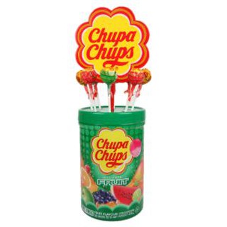 จูปาจุ๊ปส์ กลิ่นผลไม้ต่างๆ ขนาด 11กรัม ยกกล่อง 50ไม้ ลูกอม อมยิ้ม CHUPA CHUPS FRUIT CANDY