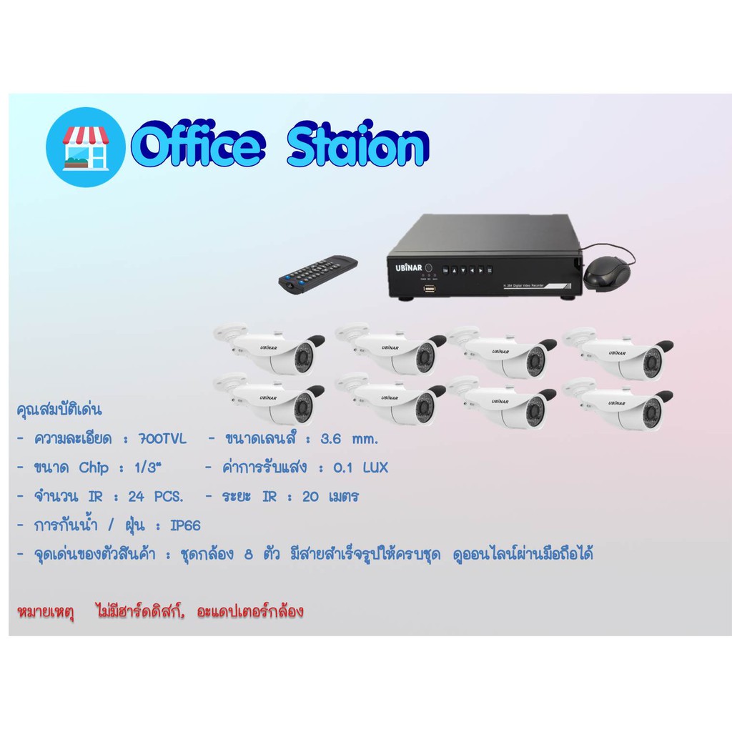 กล้องวงจรปิด UBiNAR UB-K808 SET 8 CAMERA+DVR