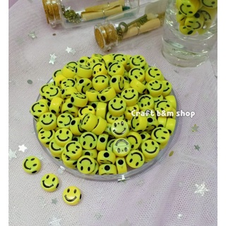 ลูกปัดยิ้ม Smile ลูกปัดสีเหลือง ลูกปัดทำสายคล้องแมส DIY handmade