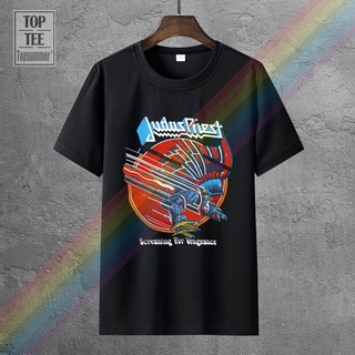 [100% Cotton] ขายดี เสื้อยืดลําลอง แขนสั้น พิมพ์ลาย Judas Priest Screaming 3D สไตล์เรโทร สําหรับผู้ชาย Vengeance Metal R