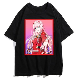 เสื้อยืด ผ้าฝ้าย พิมพ์ลายอนิเมะ Darling In The Franxx Zero Two สไตล์ฮาราจูกุ สําหรับผู้ชาย DF12HJ37748