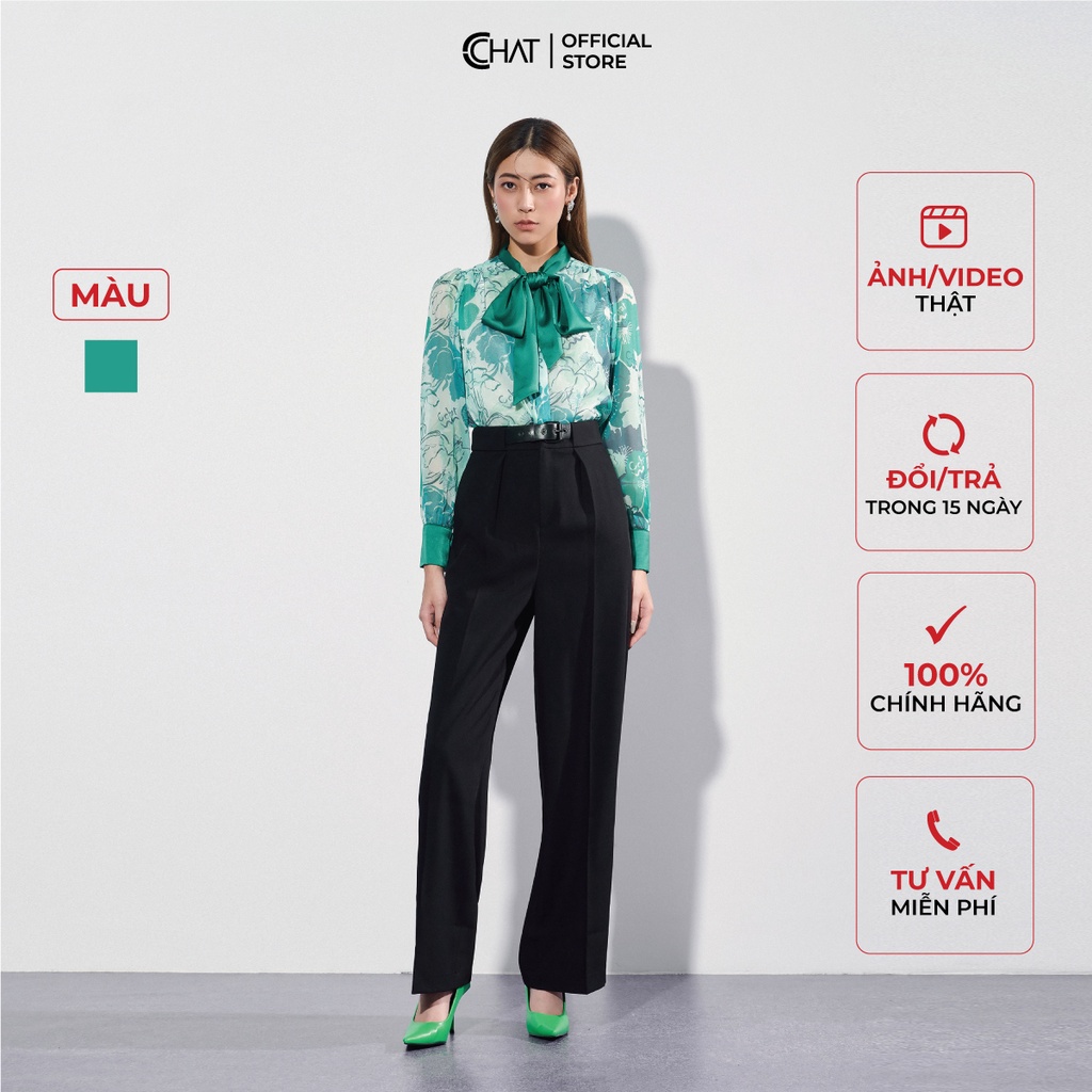 เสื้อเชิ้ตผู้หญิง CCHAT ลายคอปกโบว์ Mangsec Youthful Elegant Style 12SDV8003ST