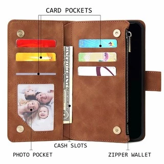 เคส Phone Case for iPhone 17 Pro 16 15 14 13 12 11 6 6s 7 8 Plus Se 2 3 2022 2020 new X Xs Max Zipper เคสเคสโทรศัพท์หนังฝาพับพร้อมช่องใส่บัตรสําหรับ