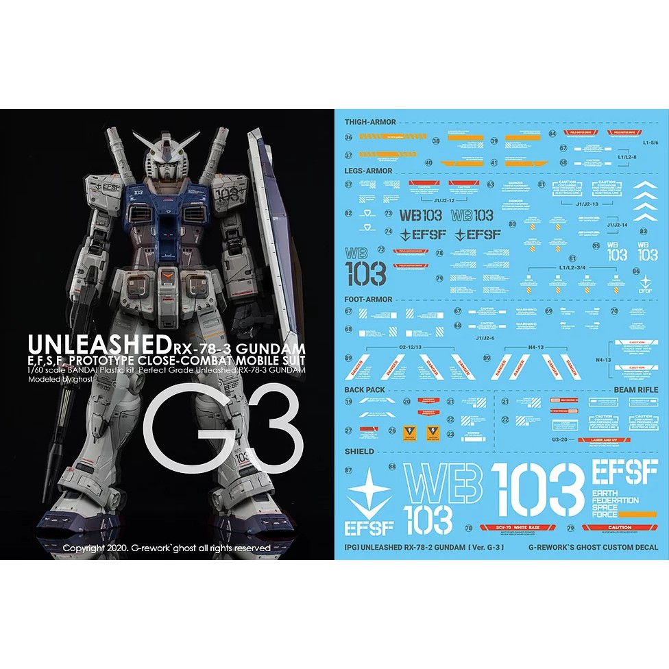 Water Decal [PG] UNLEASHED RX-78-2 GUNDAM G3 Ver แท้จาก G-Rework