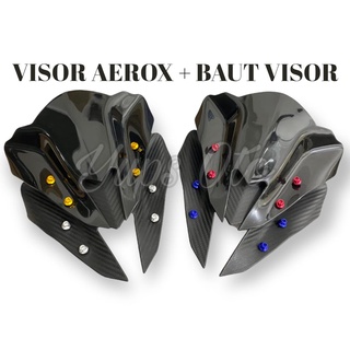 Aerox 155 ใหม่ OLD VISOR แพ็คเกจ + สลักเกลียวคาร์บอน Aerox 4 ชิ้น + ชุดสลักเกลียว CNC กระจกหน้ารถจักรยานยนต์ 4 ชิ้น ปลั๊กสั้น และเครื่องเล่น ป้องกันเปลือกหอยด้านหน้า YAMAHA Aerox 155 NEW OLD WINSIL COVER Aerox 155 WINDSHIL ยามาฮ่า AEROX